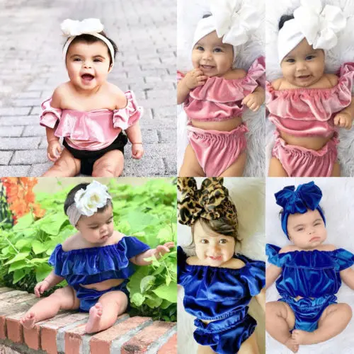 2 шт. бархатные шорты с открытыми плечами|kids baby girl|kids babyclothes girls |