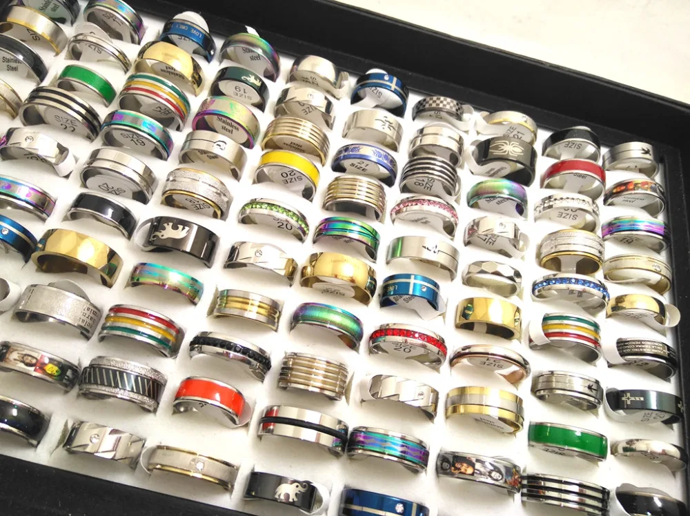 Bulk Lots 100pcs Top Styles Mix Stainless Steel Rings for Men and Women ...