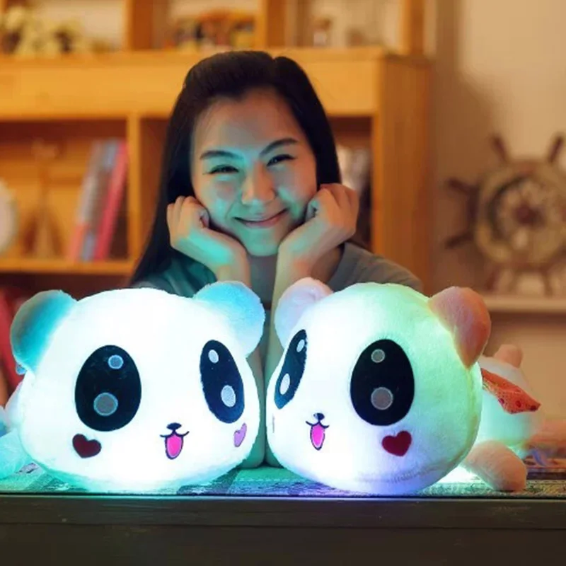 Симпатичные панды светящиеся плюшевые игрушки Красочные Световой кукла Мягкие плюшевые подушки животных Детские подушки со светодиодной