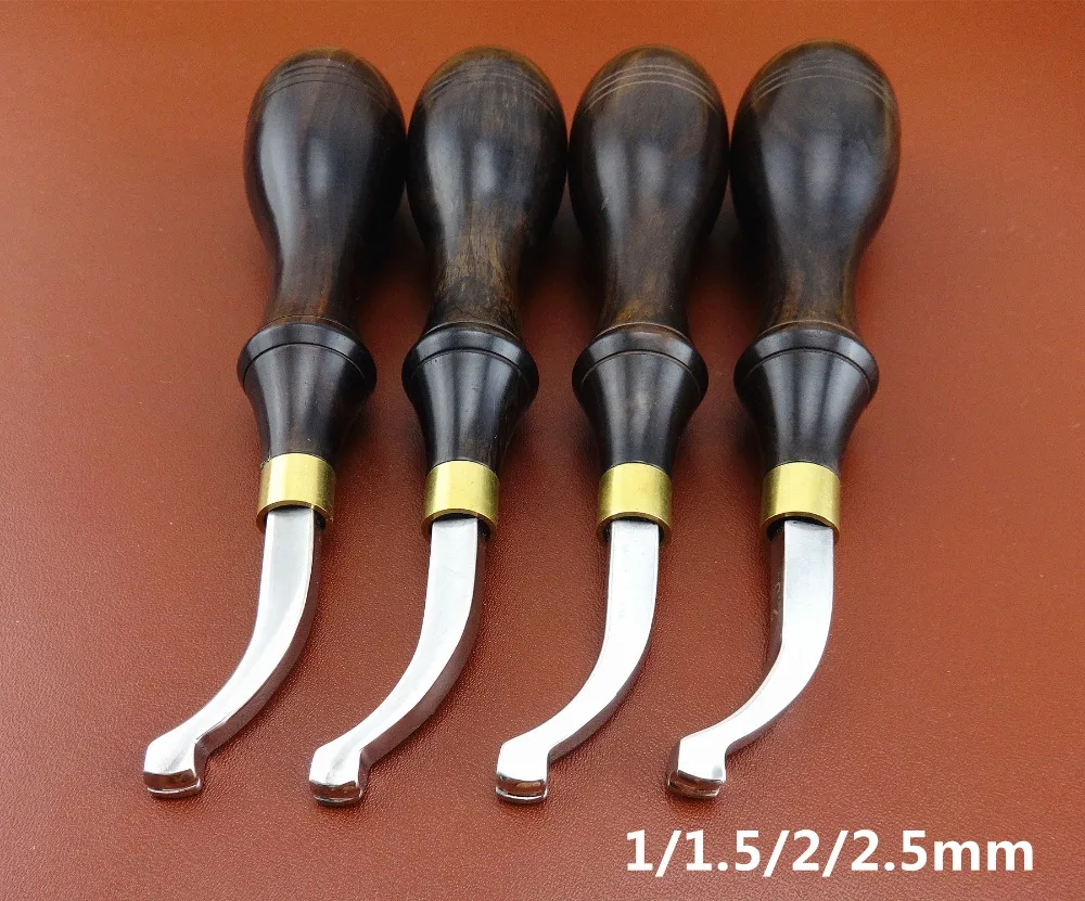 

4pcs Leather Craft Shallow Round Convex Edge Creaser Press Line Decorate Tool Set Sewing Carving Stitching Stamping Knife Cutter