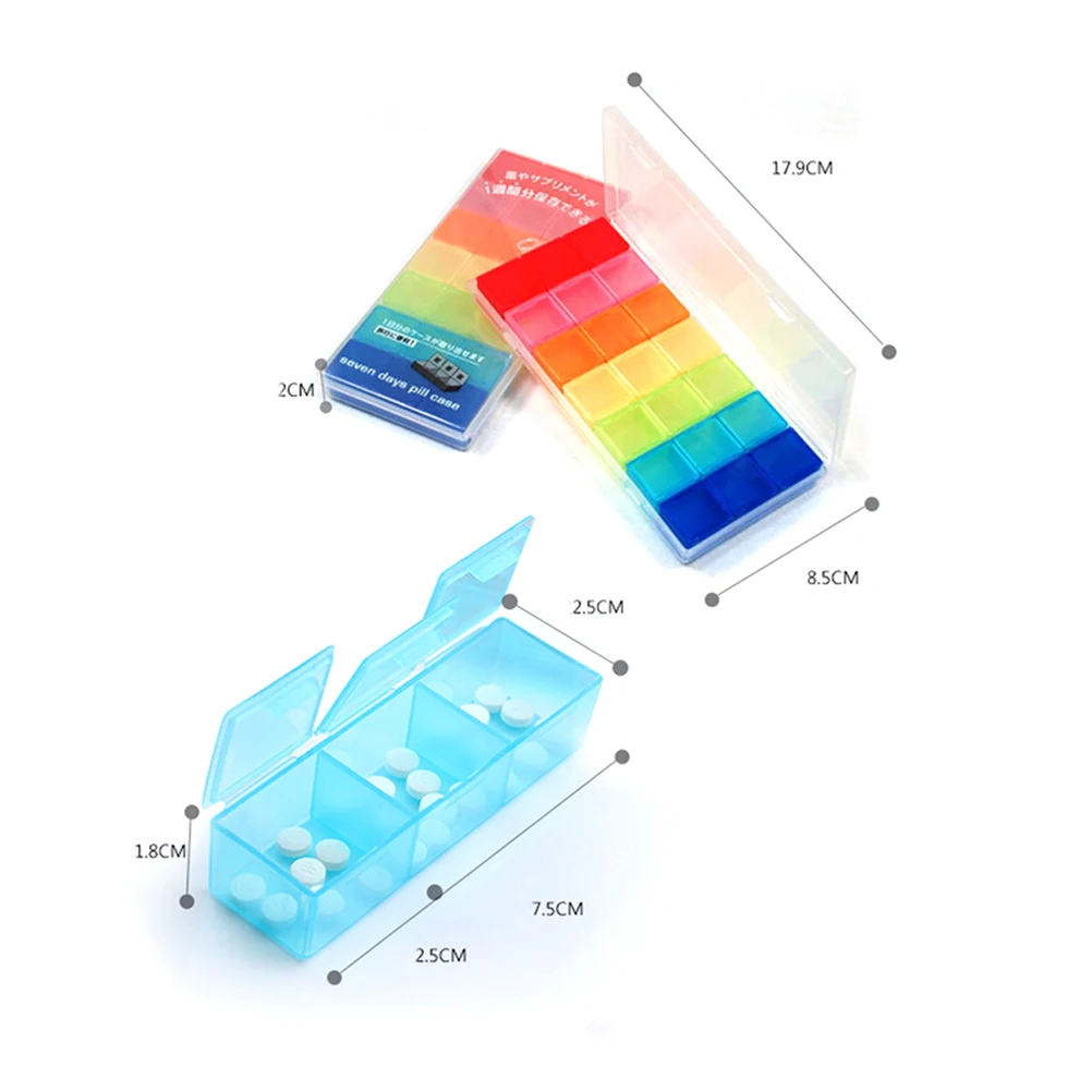 7 дней таблетки медицина таблетки pillbox диспенсер Органайзер чехол с 21 отсеками таблетки коробка многоцветный контейнер для медикаментов