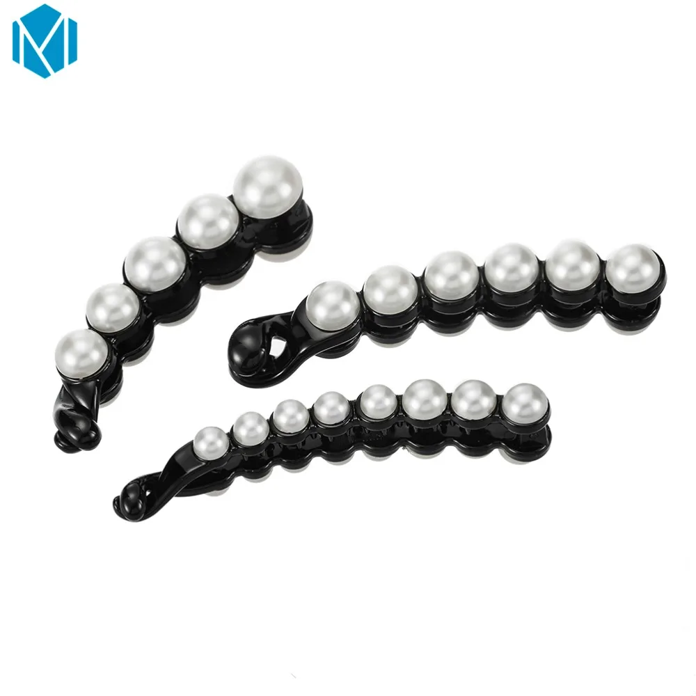 

M MISM 8cm-10cm Special Design Black Beautiful Simulated Pearls Hairpins Hair Jewelry Banana Hair Clips Accessories for Women