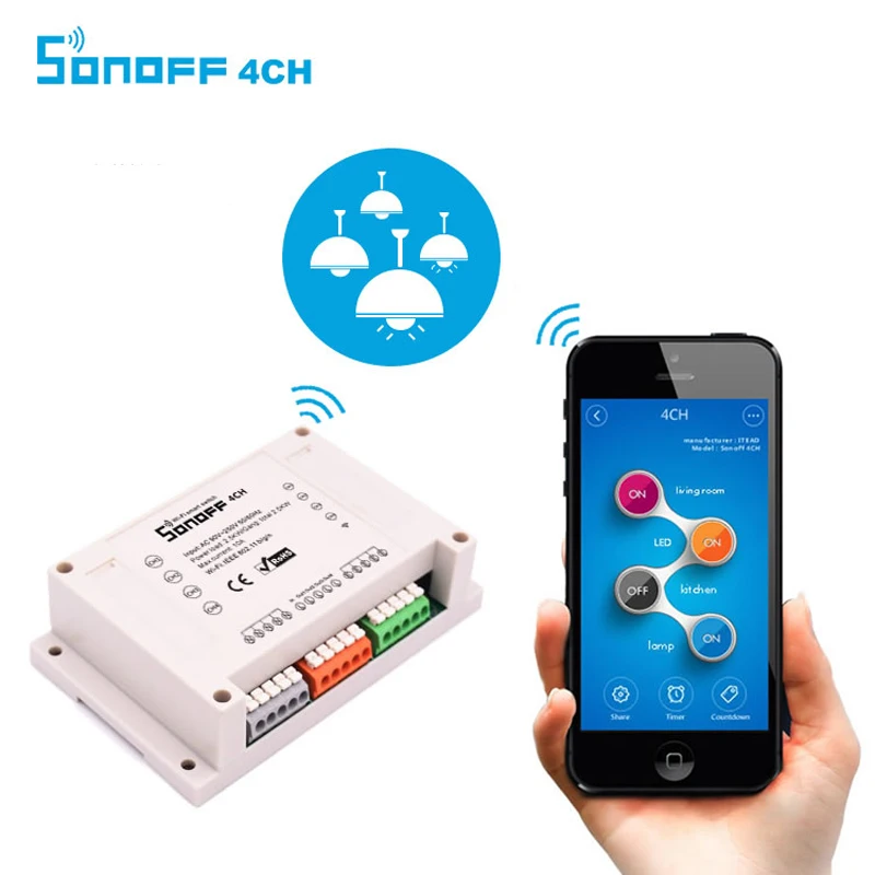ITEAD Sonoff 4CH Remote Control WIFI Switch Smart Home Automation 4