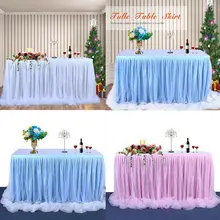Faroot новая юбка для стола мягкая Тюлевая Крышка для детского душа Свадьба День рождения Домашний декор чистый цвет полиэстеровый домашний текстиль