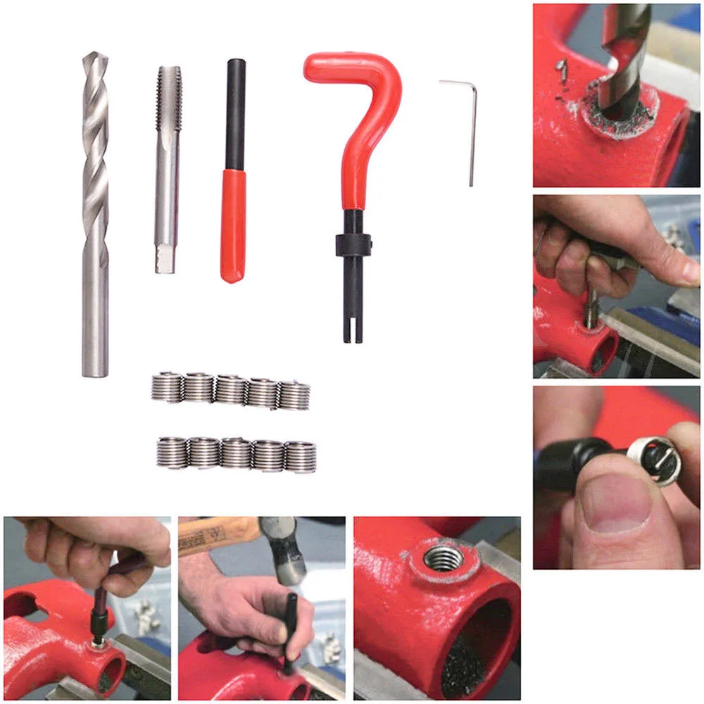 M8 Car Pro Coil Drill Tool Metric Thread Repair Insert 30pcs Kit for Helicoil Car Repair Tools Coarse Crowbar Helicoil Hot New