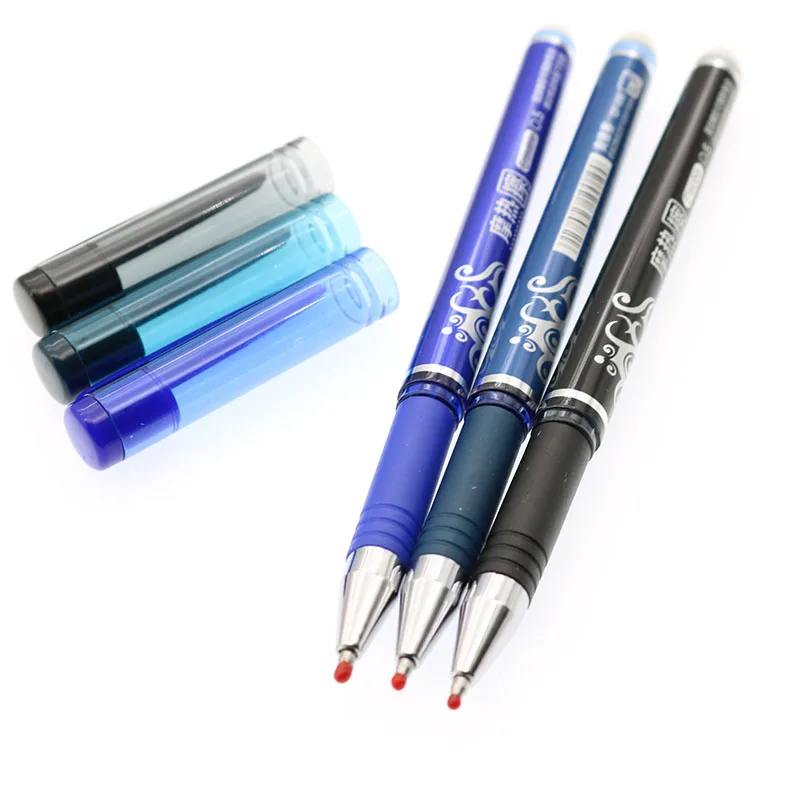 

3 Erasable Gel Magic Pen Student Exam Blue / Dark Blue / Black Writing Stationery Pencil Correction
