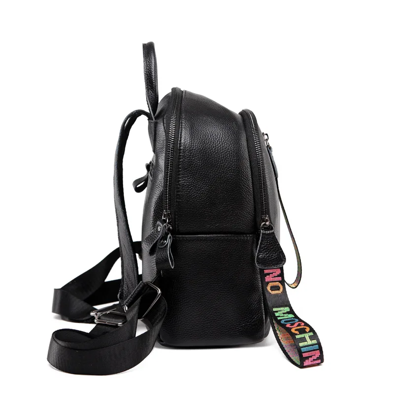 High quality women's genuine leather cow skin soft small backpack 2019 college style school Bags for Teenagers ladies travel High quality women's genuine leather cow skin soft small backpack 2019 college style school Bags for Teenagers ladies travel