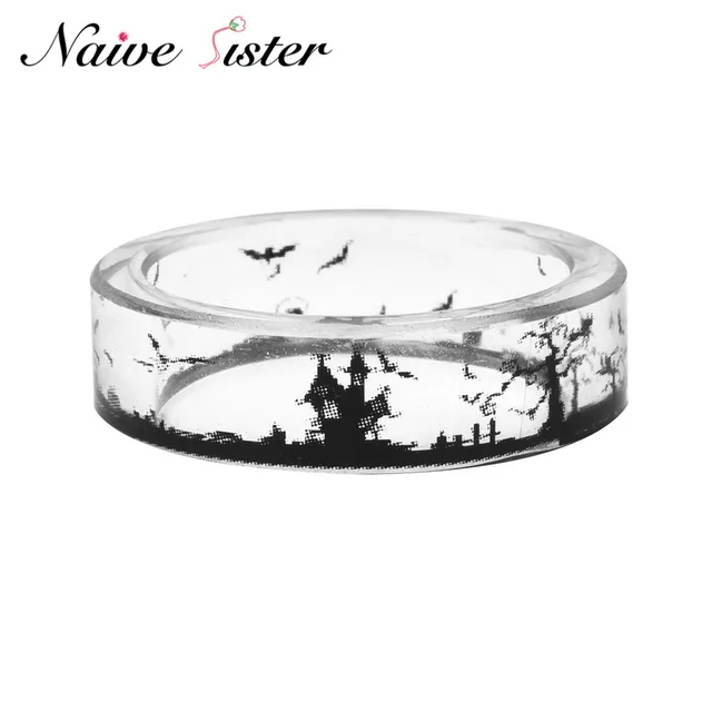 Hot Handmade Bat Ring For Women Men Ink Painting Scenery Hot Handmade Bat Ring For Women Men Ink Painting Scenery Inside Epoxy Resin Rings Steampunk Finger Bague Jewelry