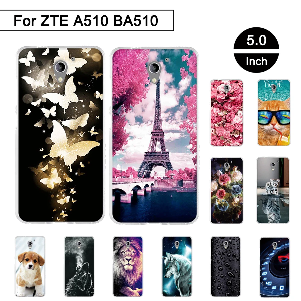 Phone Case For ZTE Blade A510 Silicone Soft TPU Printed Pattern Protective Back Cover Fundas Coque | Мобильные телефоны и