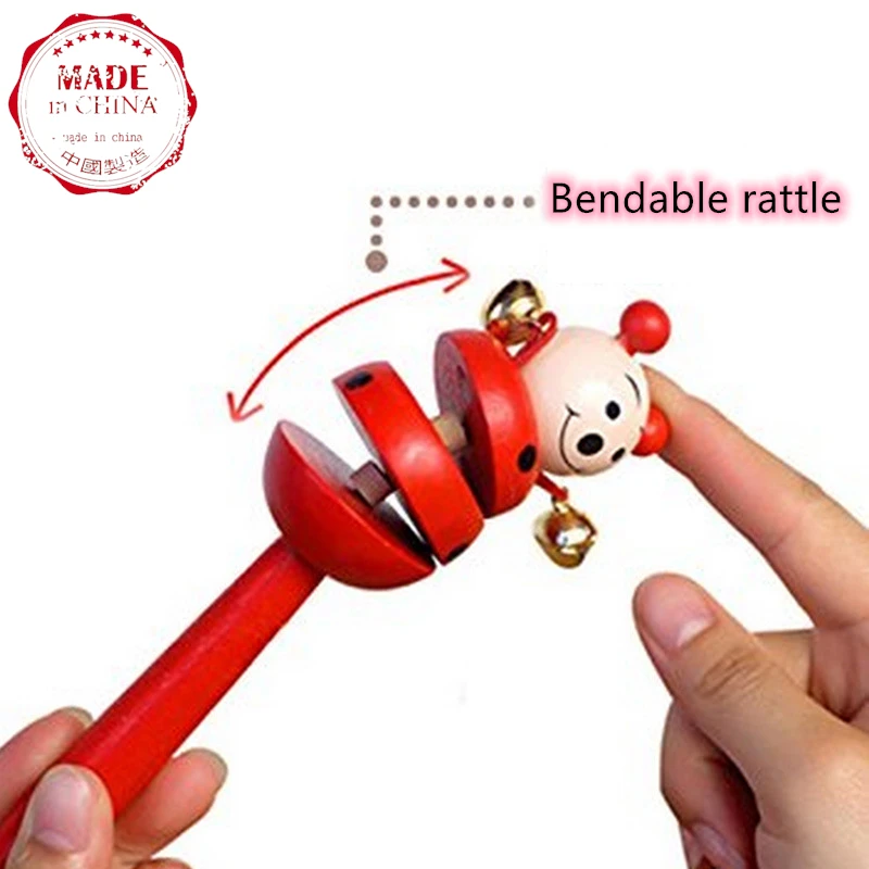 

BabyDon't cry not cry rattle baby toys intellectual power wooden hand bell newborn early education to appease music toys 0-12 mo