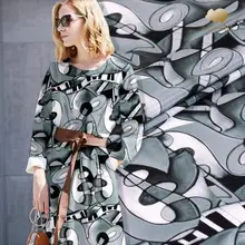 135 см шелк шифон метр ткани геометрический узор шелк с цифровой печатью ткань красивое платье ткань оптом шелковая ткань