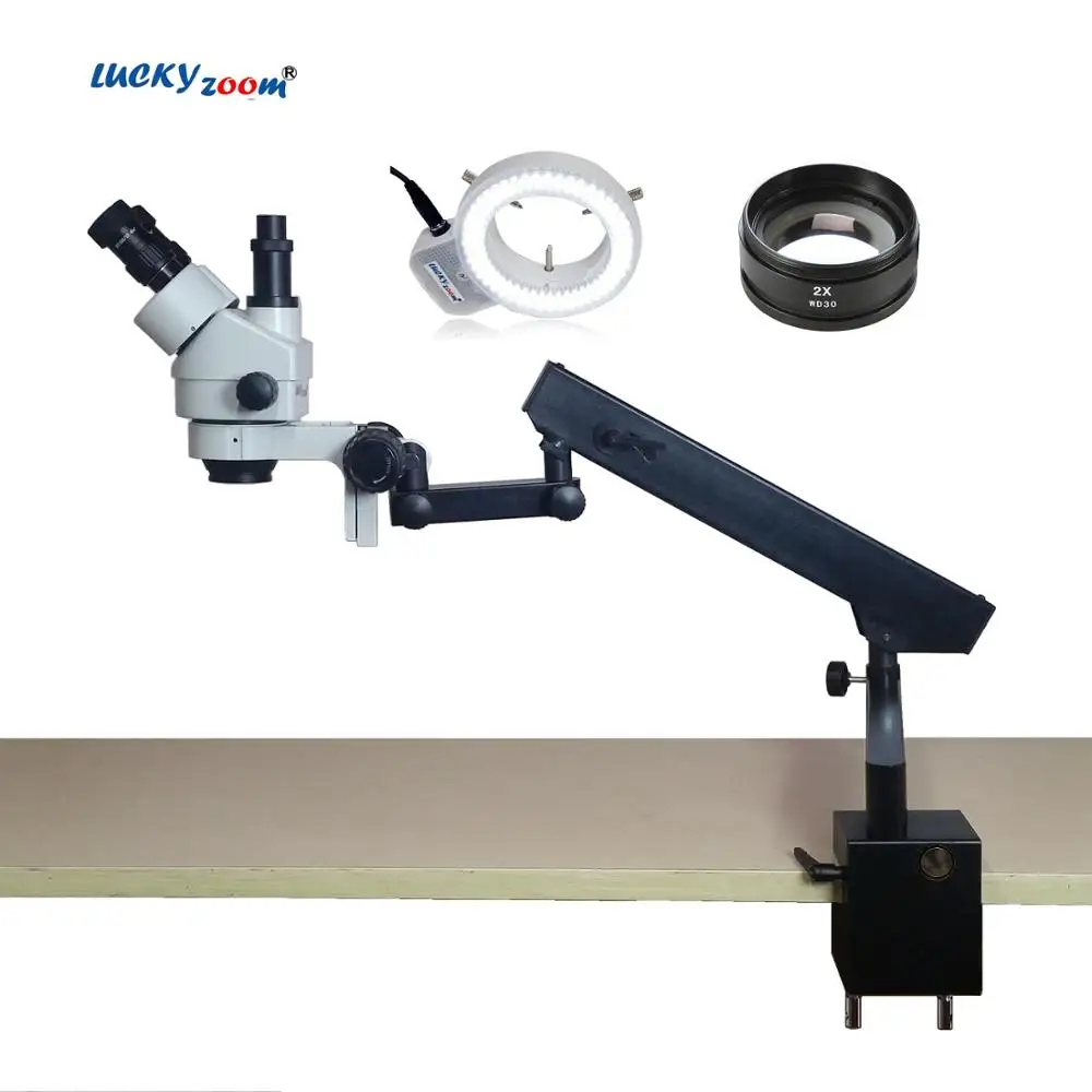 7X 90X Articulating Clamp Soldering Microscope Trinocular Stereo