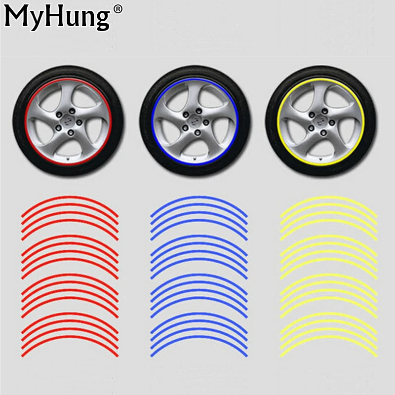 Pegatinas Fluorescentes de Cinta de llanta de Motocicleta Calcoman/ías de Rayas de Rueda para Ruedas de Motocicleta Kits de Pegatina de Accesorios-Negro 12