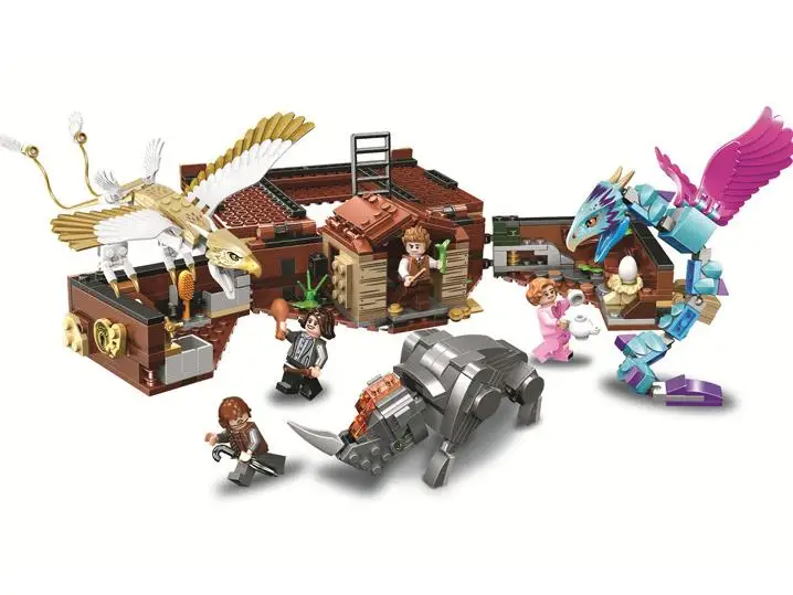 

New Harry Movie Newt's Case of Magical Creatures Building Blocks Gift Compatible Legoing 75951 Magic Suitcase Bricks Toys