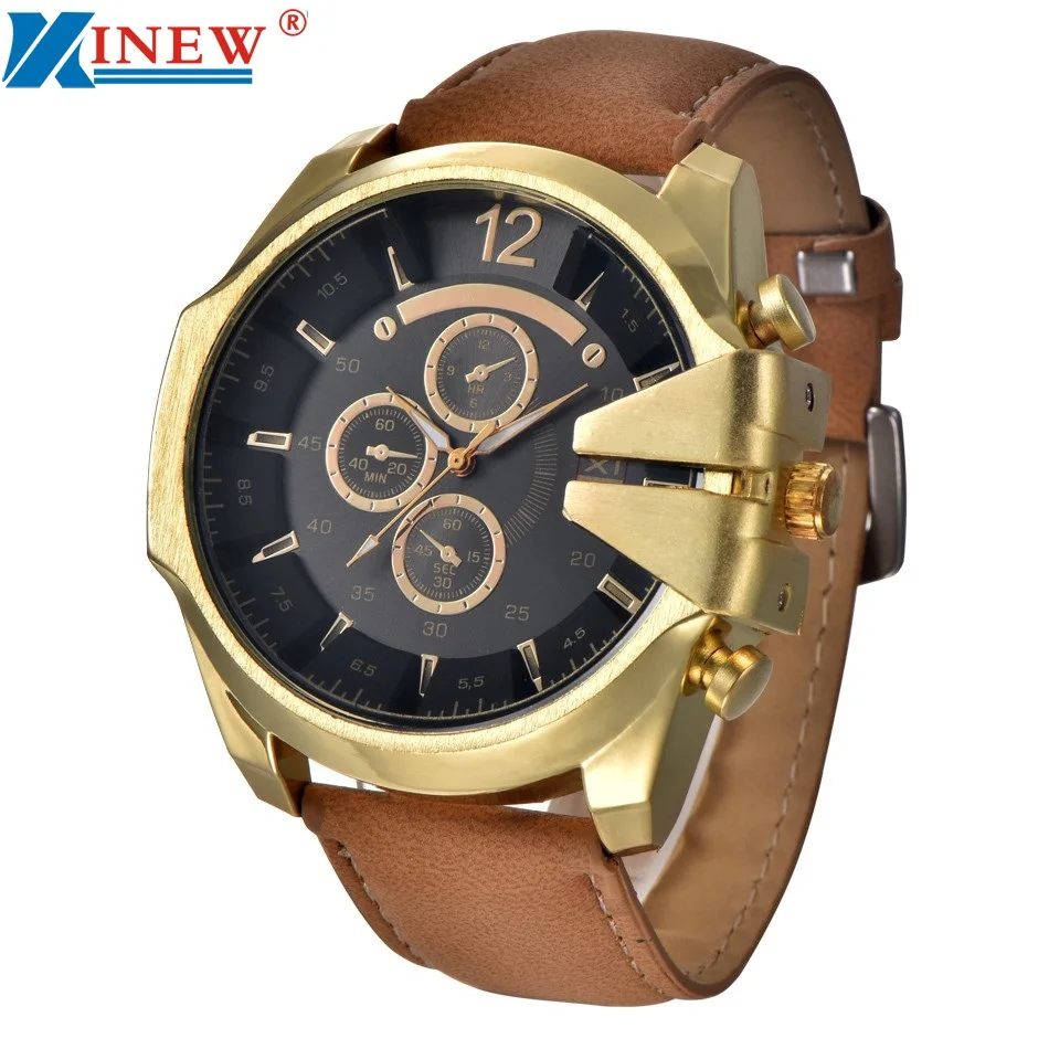 

XINEW 2017 Relojes Hombre Men's Black Watches Leather Stainless Steel Quartz Military Wrist Watch Sport July1