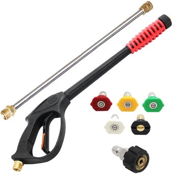 

4000 Psi High Pressure Power Washer Gun, 21 Inch Replacement Wand, 5 Spray Nozzles Tips, 3/8 Inch Quick Disconnect Plug