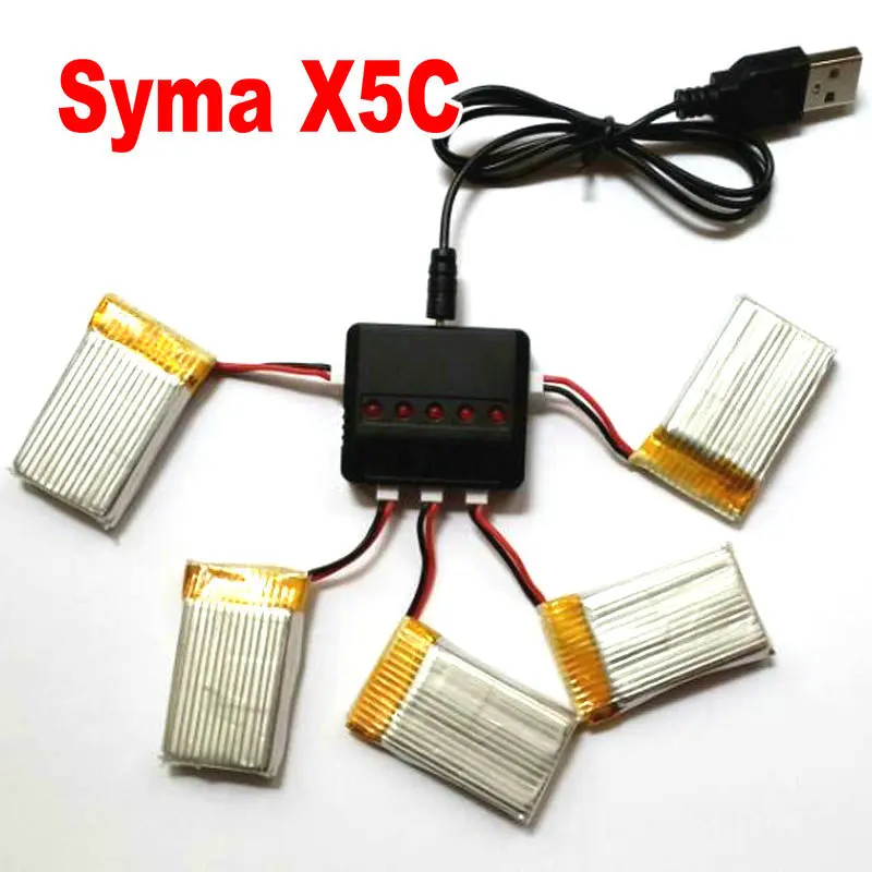 

Syma X5SW X5SC Skytech M68 RC Helicopter Spare Parts X5C Battery 3.7V 500mAh With Fast Balance Charger 1 In 5