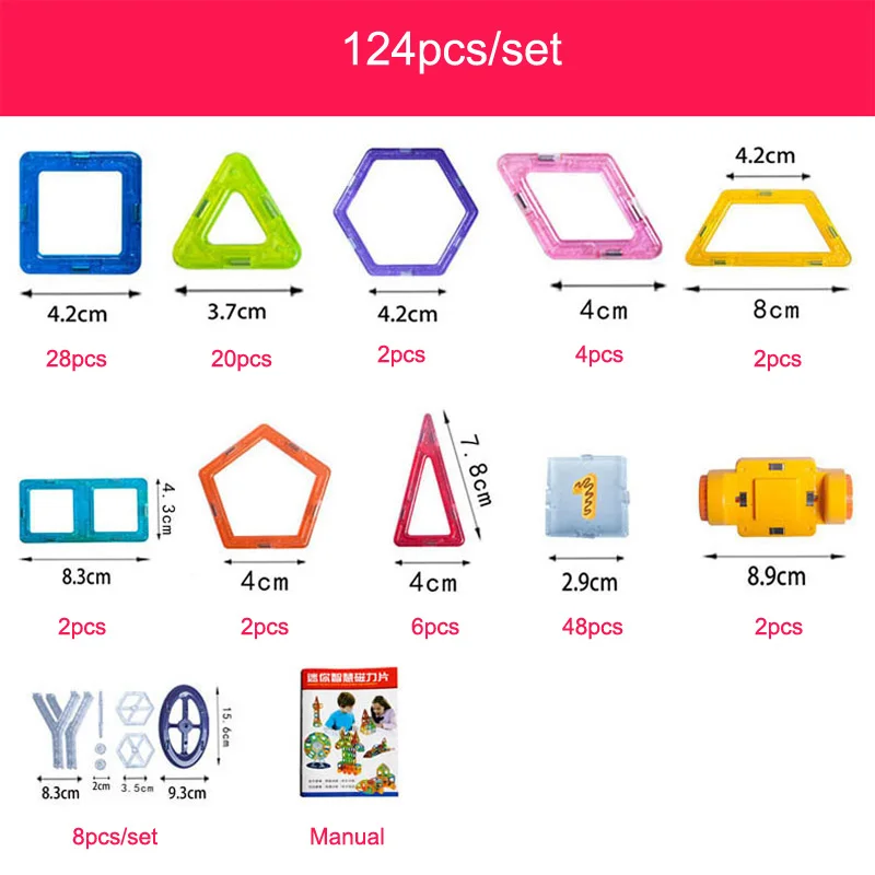 Beste 124 252 Pcs Mini Magnetische Designer Bouw Set Plastic Educatief Speelgoed Voor Kinderen Jongens   Meisjes Kerstcadeau