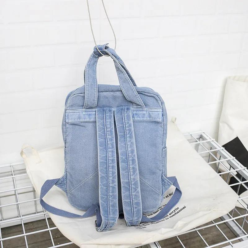 Японский колледж Ветер женский джинсовый рюкзак Мини Повседневная дорожная сумка пара сумка на плечо школьные рюкзаки для девочек глубокий/голубой