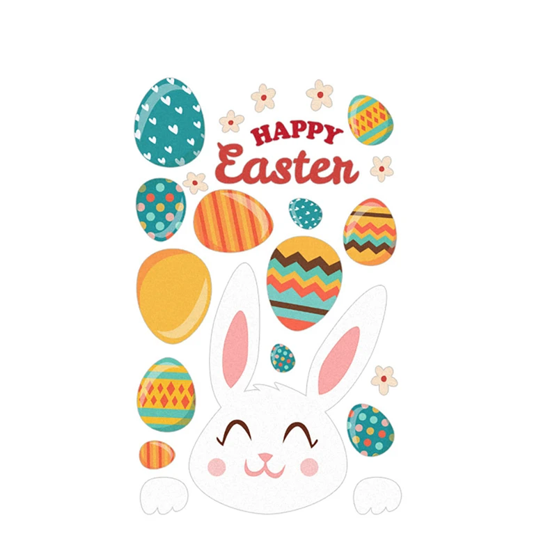 Kakuder стена Стикеры Happy Easter Bunny Яйцо Дома, украшенные забавной аппликацией съемный Стикеры для Настенный декор окна челнока March7