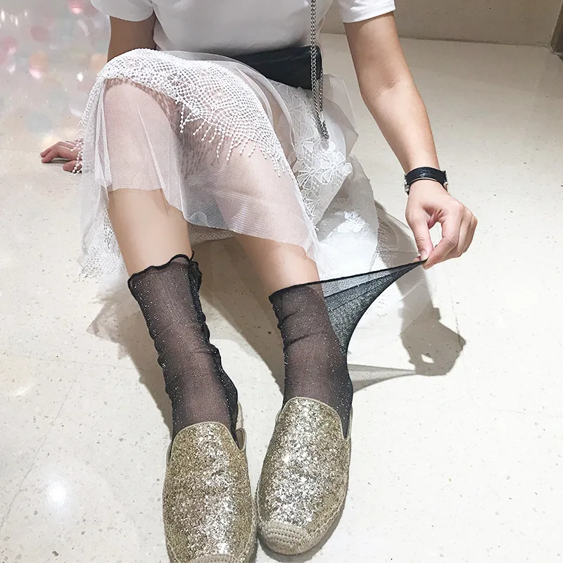

fashion lace transparent socks women Korean sexy novelty harajuku skarpetki damskie calcetines mujer sokken calzini donna