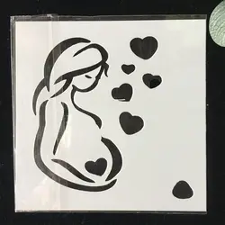Новые 13 см 5,1 "для беременных Сердце DIY наслоения Трафареты настенная живопись записки окраска тиснильный альбом декоративная открытка
