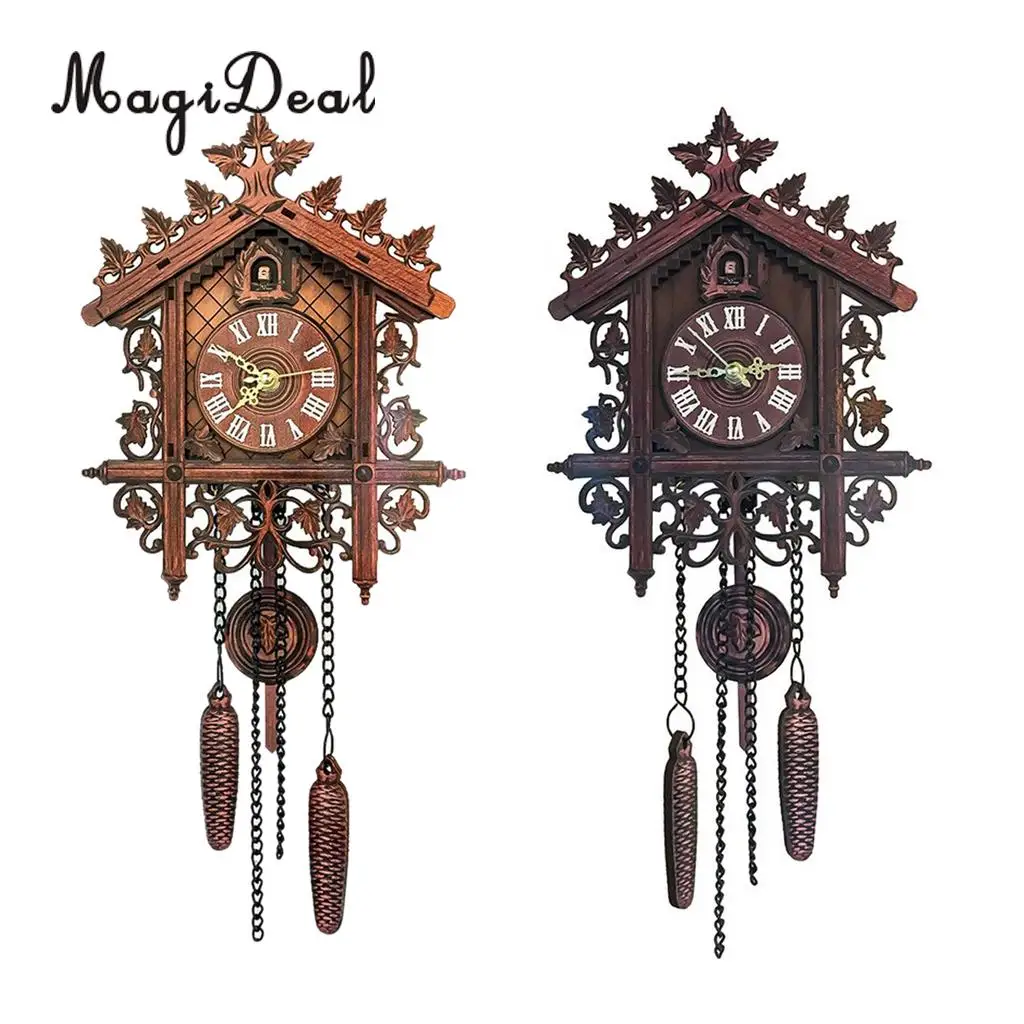 MagiDeal Decorative Wood Wooden Cuckoo Wall Clock for Home Decoration Christmas Housewarming Wedding Gifts