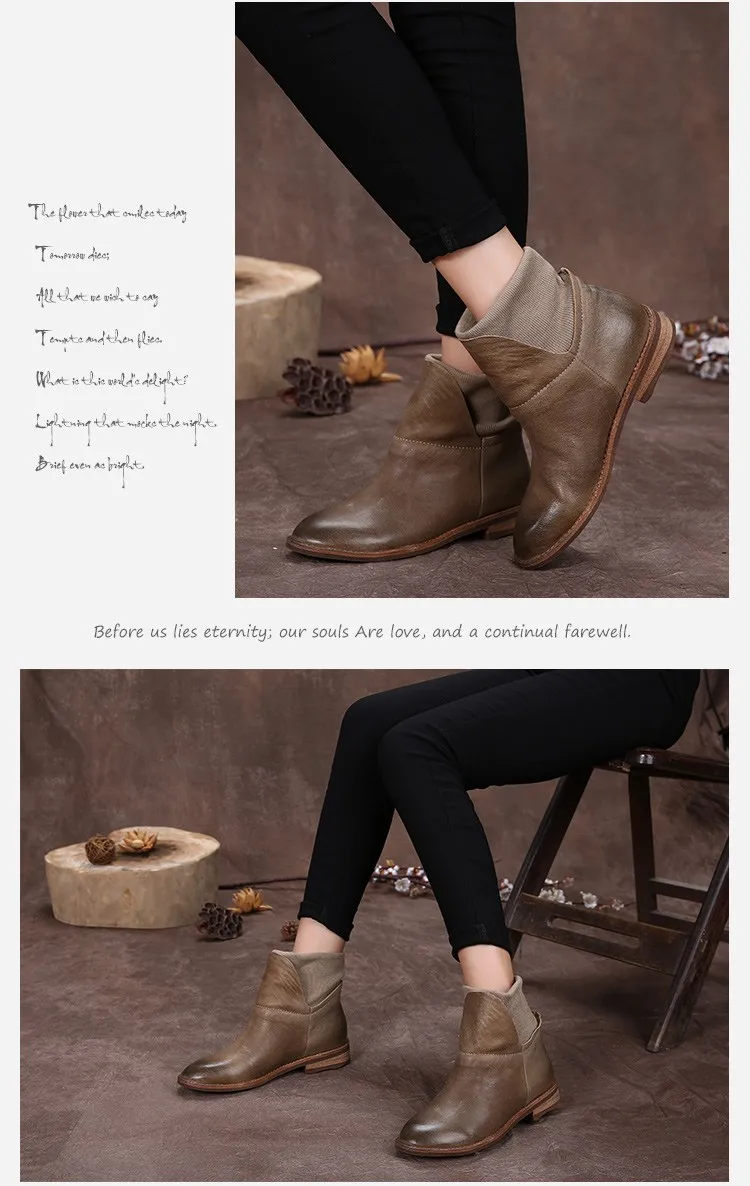 Женские ботинки из натуральной кожи; винтажная женская обувь ручной работы на плоской подошве; ботильоны