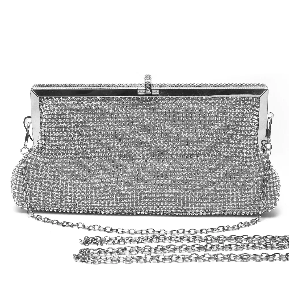 

Crystal Evening Bags Silver Rhinestone Gold Clutch Women Small Messenger Shoulder Crossbody Purse Wedding Bridal Party Satchel