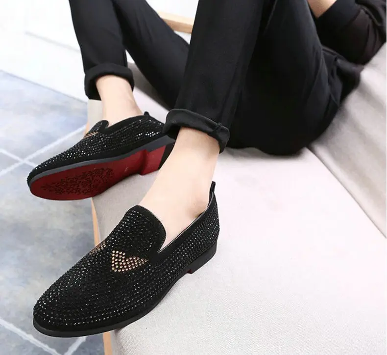 Men's Casual Shoes Shoes Men Breathable Slip-On Black Casual Shoes Men Summer Large Size Mens Loafers Rivet Boat Shoes Size 45 (3)