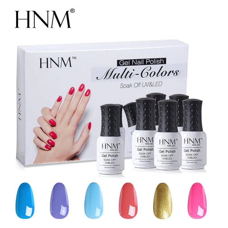 HNM 6 шт/Nail Art Чистый цвет 8 мл гель лак наборы набор для маникюра Маникюр