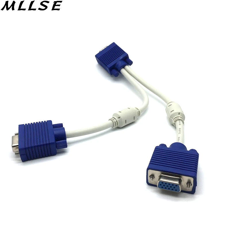 

1 Computer to Dual 2 Monitor Vga Splitter Cable 15 pin Male to 2xFemale Video Y Splitter Cord for Monitor Monitor Projector