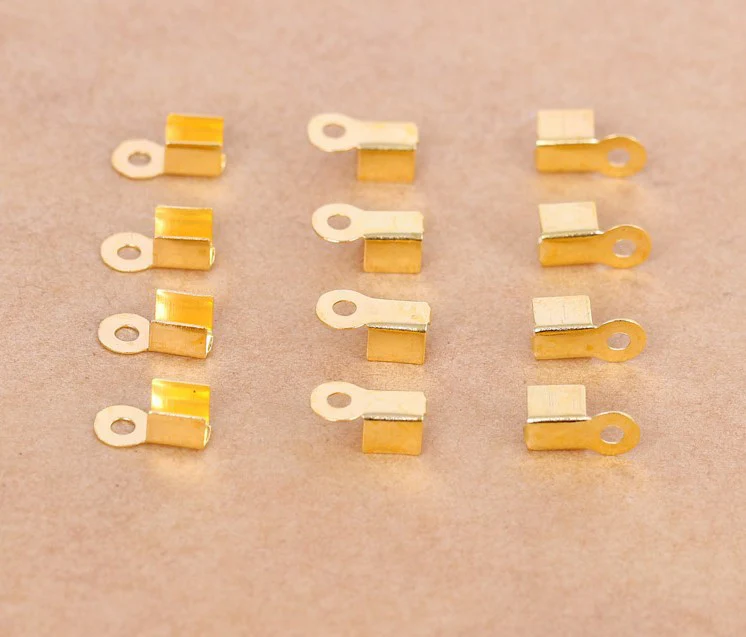 

200pcs/lot Metal End Caps End Clasps For Leather Cord Bracelet Gold/Silver Color Crimp Bead Connectors For DIY Jewelry Making