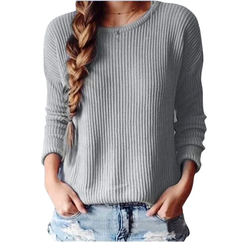 HOT sell sweaters fashion 2018 women Solid Casual Loose Fall Winter Sweater Long Sleeve female Knitted Tops Invierno O09#N (10)