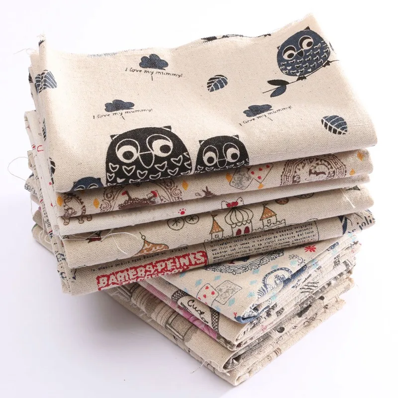 

Multi Funny Patterns Retro Cotton Linen Fabric Quilting Patchwork For Sewing Dolls Pillow Case Crafts DIY Material 78x50cm