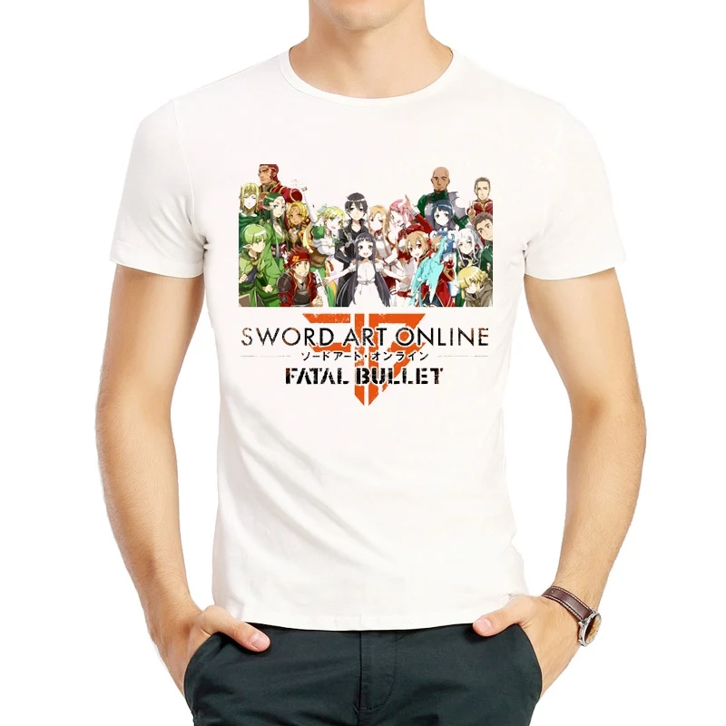 Sword Art Online T Shirt Fashion Short Sleeve Teenages White Sword Art