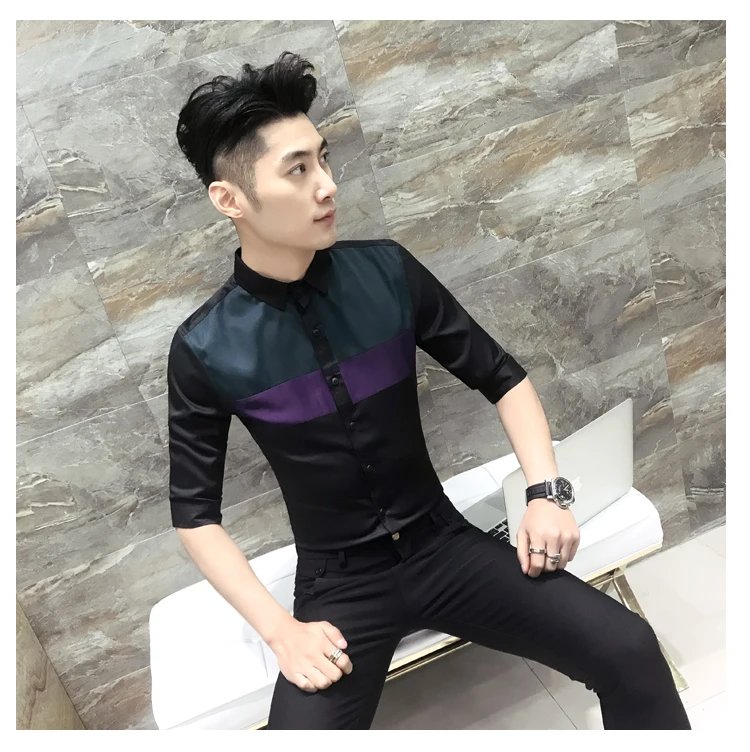 Новая мода Горячая бренд лето мужская повседневная Высококачественная соединенная легкая верхняя одежда для мужчин тонкий корейский стиль fit короткая рубашка
