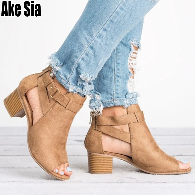 

Summer Women Lady Peep Toe High Chunky Heels Hollow Platform Buckle Strap Rome Slip On Casual Mujer Gladiator Sandals Shoes A821