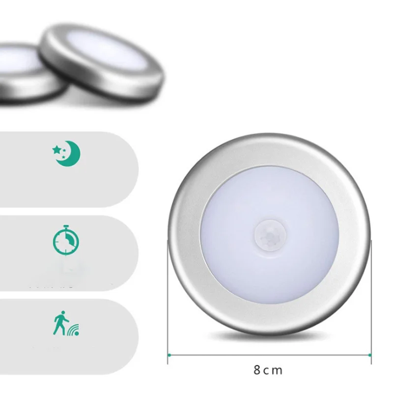 6 светодиодный датчик движения тела активированный настенный светильник шкаф Автоматическая Лампа Ночная аварийная светильник ing Mini