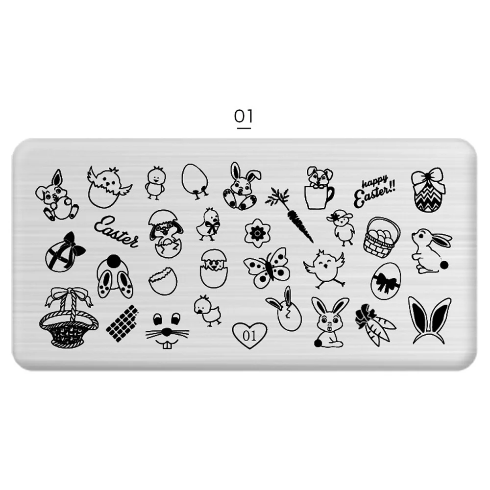 1 Pcs Nail Art Stamp 24 Styles Stamping Image Plate 6*12cm Stainless Steel Nail Template Manicure Stencil Tools - Цвет: 01