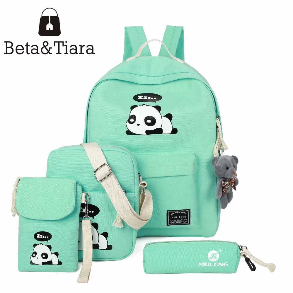 2017 Panda панда школьные сумки для девочек-подростков рюкзак девочек 4 шт./компл.