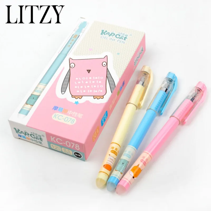 

6Pcs/set Cute Erasable Pen 0.5mm Black/ Blue ink Magic Gel Pen For School Office Writing Supplies Kawaii Student Exam Spare Tool