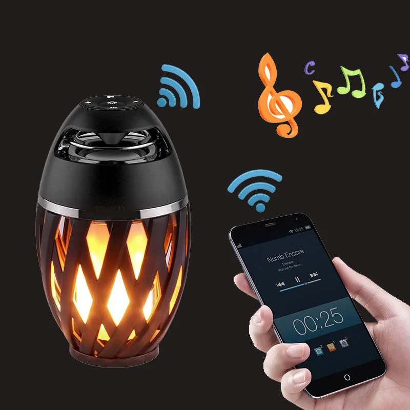NOOSION A1 LED Flame Bluetooth Speaker Lamp Dynamic Fire Effect