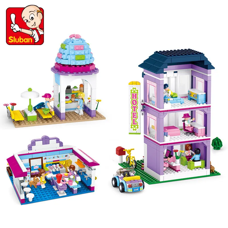 Pink Dream City Street House Model Building Blocks Sets Hobbies Educational Toys for children Compatible LegoINGs Friends Bricks