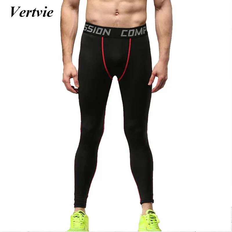 

Vertvie Men Sport Pants Compression Bodybuilding Running Leggings Tights Skinny Breathable Quick Dry Men Tights Trousers