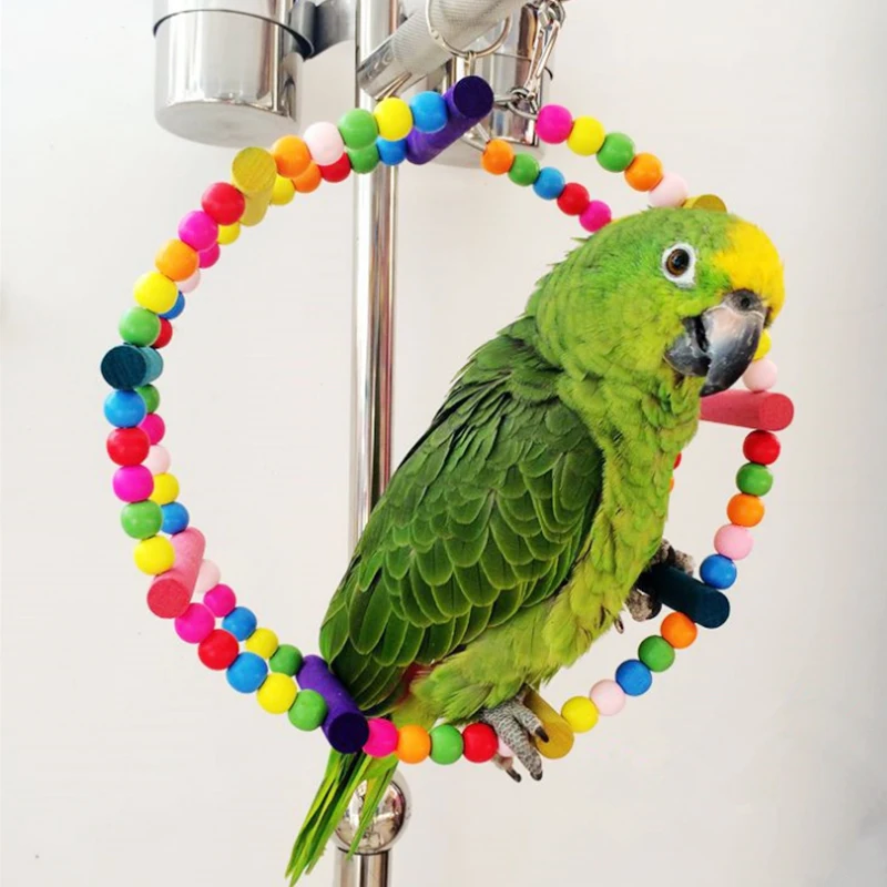 

Parrot Bird toy Arched Climbing Swing Wheel Colorful Bird toy Wooden Round Shape Swing Hanging Bird Cage Accessories Supplies