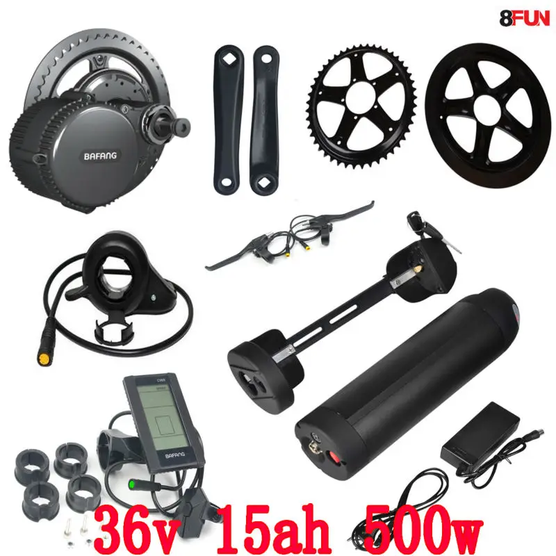 Sale EU US No tax  bafang BBS02B 36V 500W mid central crank motor electric bicycle conversion kit with 36V 15AH Water Bottle battery 0