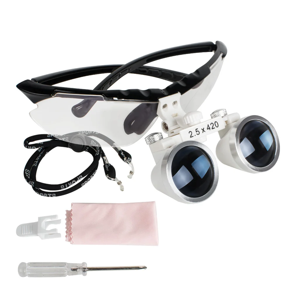 

Hot Sale Popular New Brand Black Dentist Dental Surgical Medical Binocular Loupe Optical Glass For Dentists 2.5X 420mm