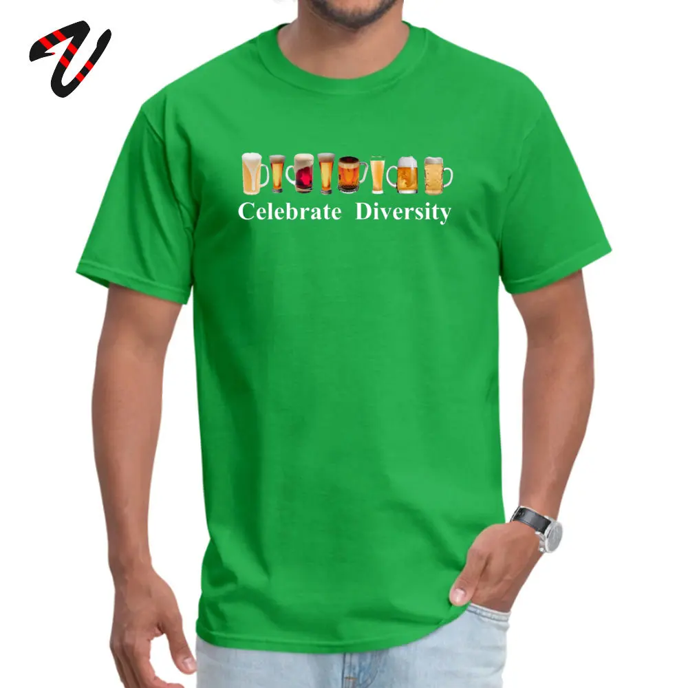 Crew Neck Celebrate Diversity Beer Logo 100% Cotton Male T-Shirt Casual Short Sleeve Tops Shirt Rife Custom T-Shirt Celebrate Diversity- Beer Logo -10962 green