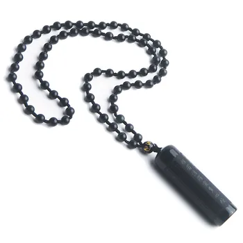 

Genuine Natural Black Obsidian Gemstone Crystal Round Bead Necklace 60*18mm Fashion Crystal Natural Stone Pendant Woman Men